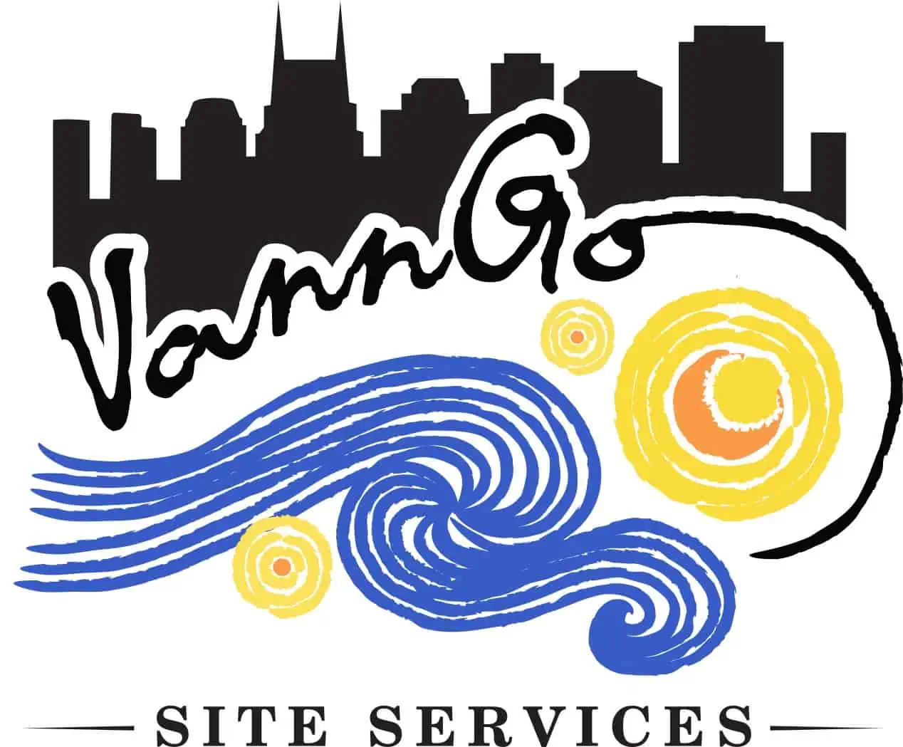 VannGo Site Services logo with city skyline and water waves.