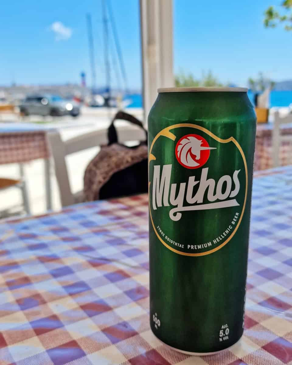 Can of Mythos Beer, Adamas, Milos