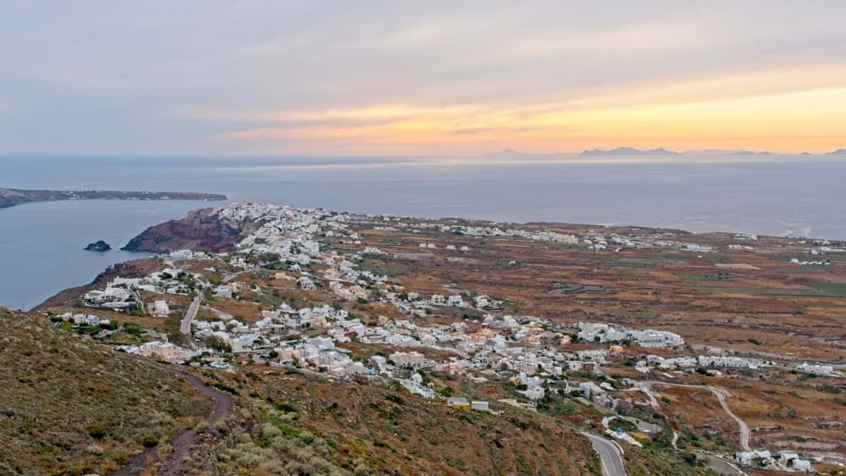 Oia in the distance