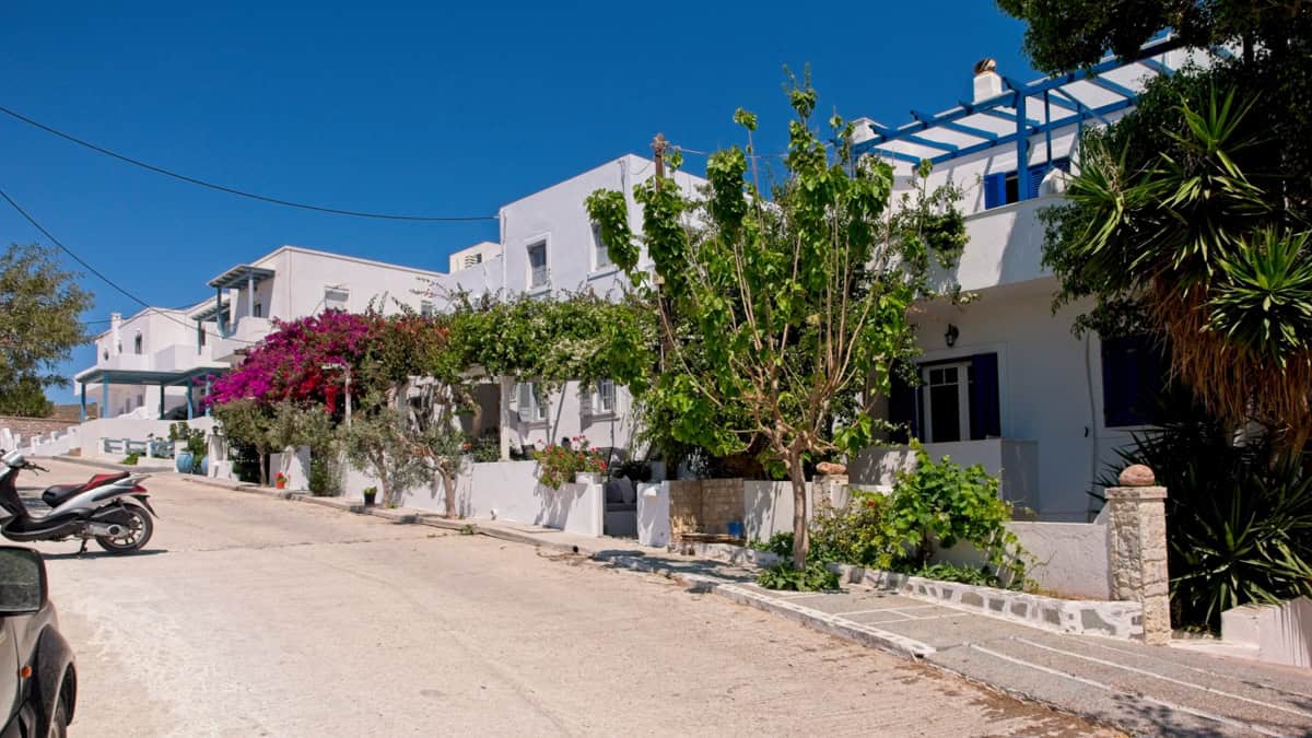 Accommodation in central Adamas, Milos