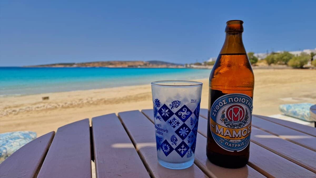 A well-earned Mamos at Lefteris behind Koufonisia town beach