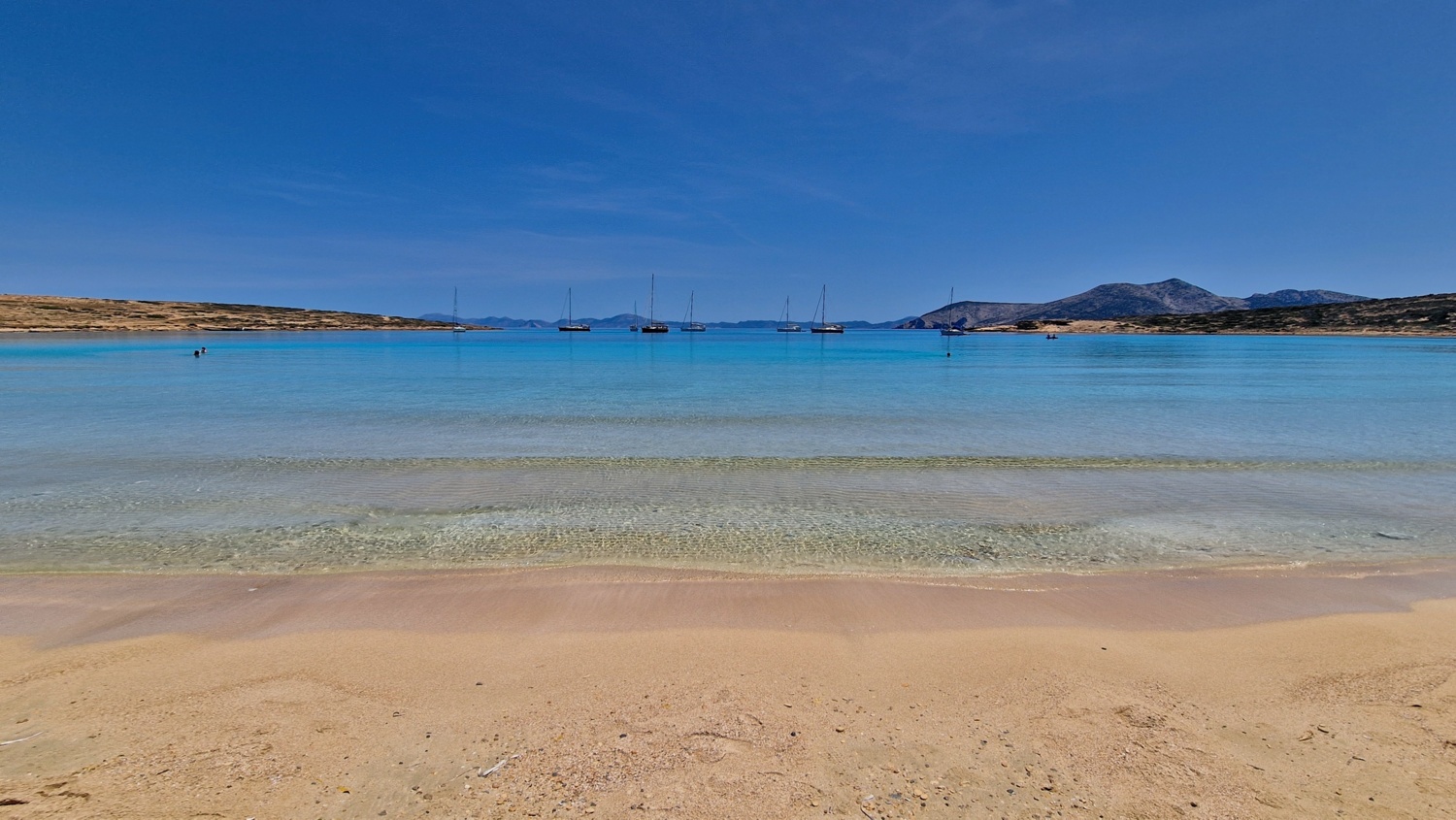 Crystal clear and calm water at Pori Beach, Koufonisia