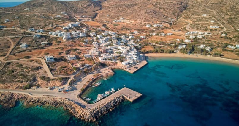 Donousa port aerial photo