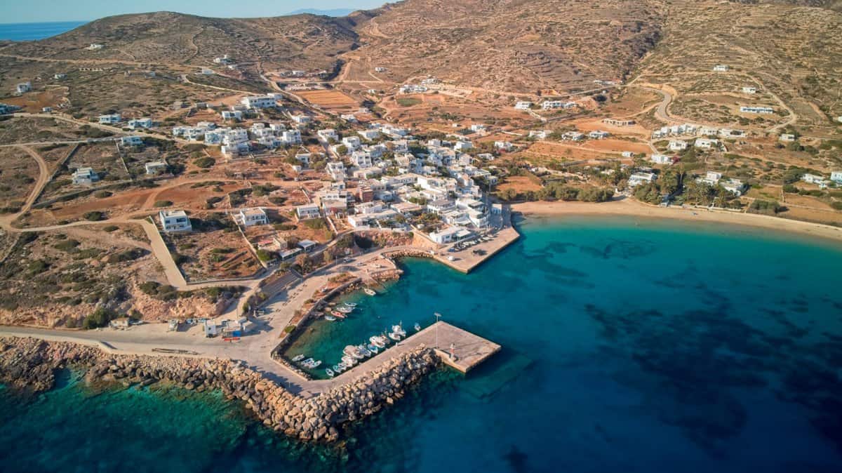 Donousa port aerial photo
