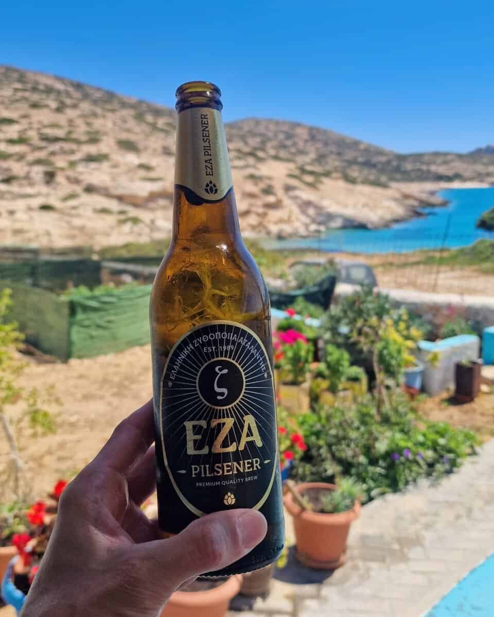 Eza beer at Kalotaritissa, Donousa