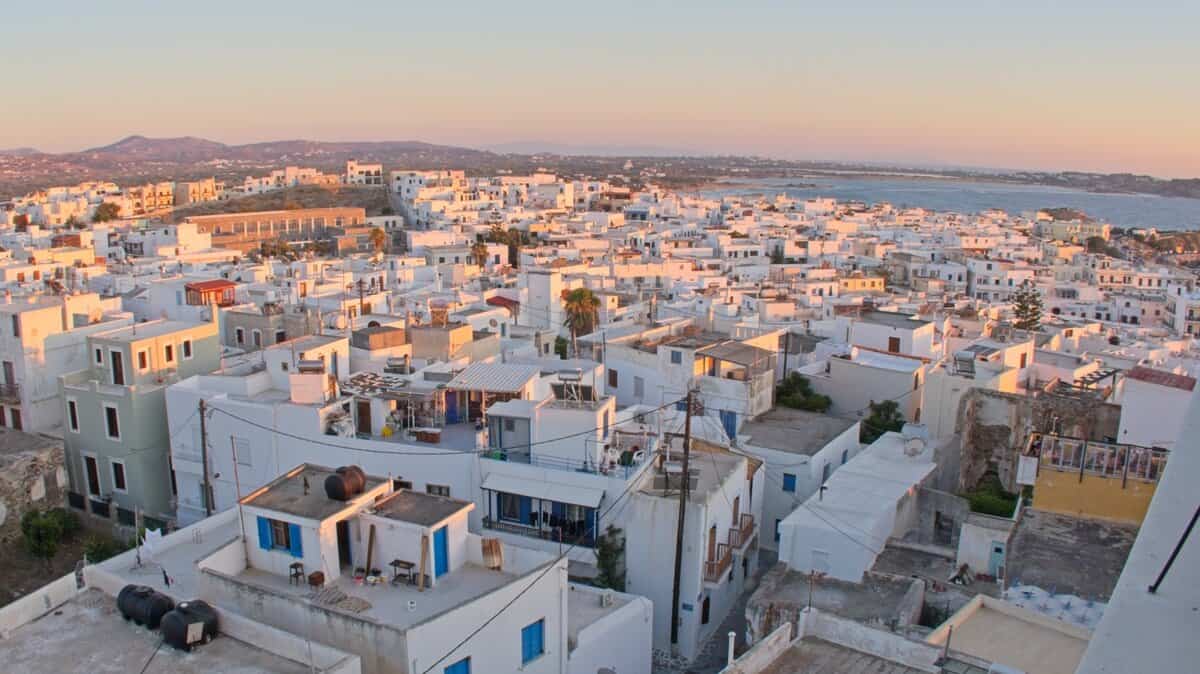 Naxos Town Skyline at Sunset