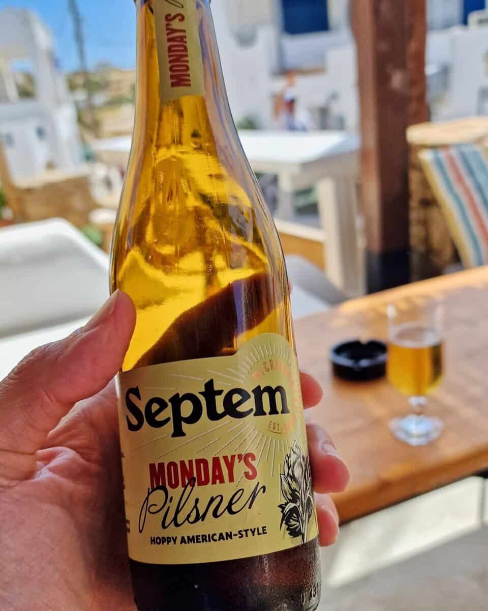 Septem pilsner drink at Opsianos on Koufonisia