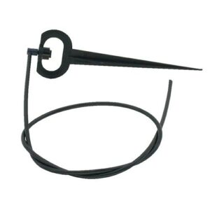 Spijker met huls en draad voor het bevestigen van planten in de tuin. Gemaakt van duurzaam zwart kunststof. Geschikt voor gebruik in diverse tuin-toepassingen, waardoor planten stevig op hun plaats blijven. Het bevestigingsmechanisme zorgt voor een eenvoudige installatie. Ideaal voor zowel hobbytuinders als professionele tuinbouwers.