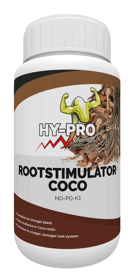 **HY-PRO Rootstimulator Coco**: Dit product is een wortelstimulator speciaal ontwikkeld voor gebruik in kokosgrond. Het bevat een formule die de groei van een sterker wortelsysteem bevordert en de weerbaarheid van de wortels verbetert. De inhoud van de verpakking is 500 milliliter, geschikt voor zowel binnen- als buitentoepassingen. Deze wortelstimulator is vervaardigd uit milieuvriendelijke ingrediënten en draagt bij aan een gezonde plantengroei. Het product is bedoeld voor tuinders die de ontwikkeling van hun planten willen optimaliseren met een focus op duurzaamheid.