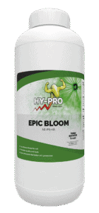 Hy-Pro Epic Bloom is een voedingsmiddel voor planten dat speciaal is ontwikkeld voor gebruik in de grond. Het product bevat een uitgebalanceerde formule met een NPK-verhouding van 1-9-8, die extra bloempower biedt. Dit product bevordert zowel de kwaliteit als de smaak van de geoogste planten. Tevens bevat het superfosfaat, wat de celgeneratie verbetert. De verpakking is een witte kunststof fles met een veilige afsluitdop en is ontworpen voor gebruiksgemak.
