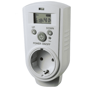 Smart Plug met klimaatmonitor, geschikt voor binnengebruik. Gemaakt van kunststof en beschikbaar in een neutrale grijze kleur. Uitgerust met een digitaal display dat luchtvochtigheid en temperatuur weergeeft. Voorzien van knoppen voor het instellen en resetten van waarden. Dit product is ontworpen om energieverbruik te monitoren en bij te dragen aan een duurzamer gebruik van energie. Compatibel met standaard stopcontacten. Ideaal voor gebruik in woningen of kantoren om het binnenklimaat te optimaliseren.