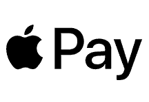 Apple Pay-logo met het zwarte Apple logo gevolgd door het woord "Pay" in vette, zwarte tekst op een witte achtergrond.