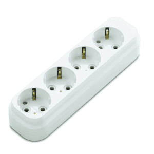 Stekkerdoos, 4-voudig, zonder kabel, wit