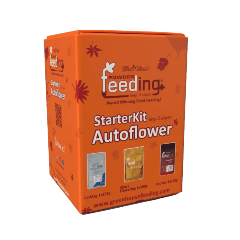 Starterkit für Autoflowering-Pflanzen, inklusive Nährstoffen und Boostern.