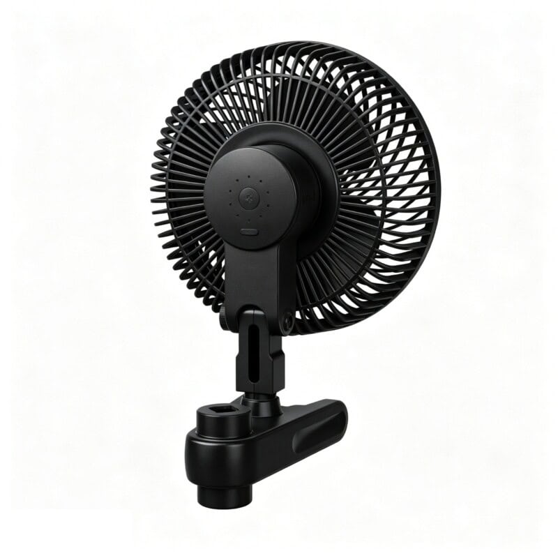 Kühlventilator mit verstellbarem Kopf und leisem Betrieb.