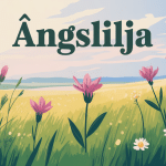 Illustration prairie avec ängslilja vivaces et graminées