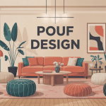 Différents poufs design dans un intérieur lumineux