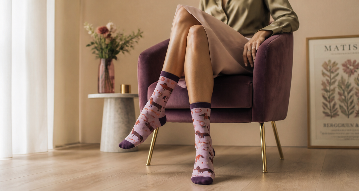 chaussettes rigolotes femme sur jambes élégantes