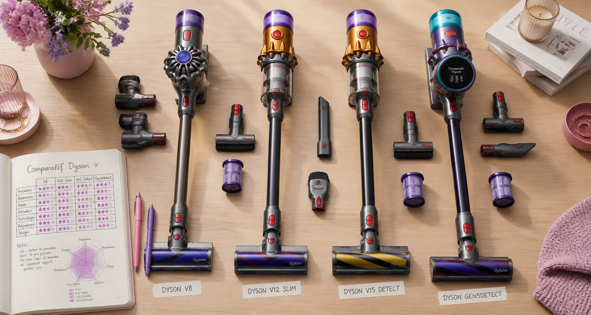 meilleur aspirateur balai dyson V8 V12 V15 Gen5detect accessoires