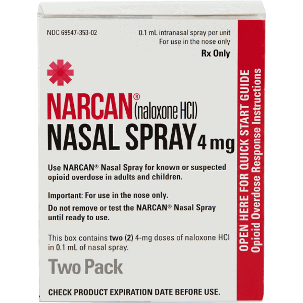Narcan Naloxone HCI Nasal Spray 4mg Pt 1mL 2 Pack