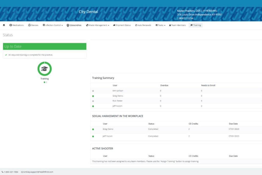 OnTraq Training Screenshot
