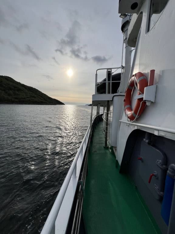 Sunset aboard the Hjalmar Bjorge, Hebridean Adventures Cruises