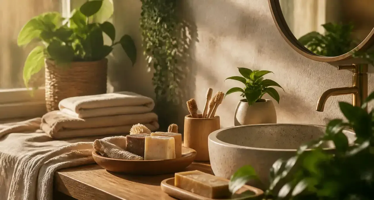 Salle de bain zéro déchet : accessoires en bambou et savons solides