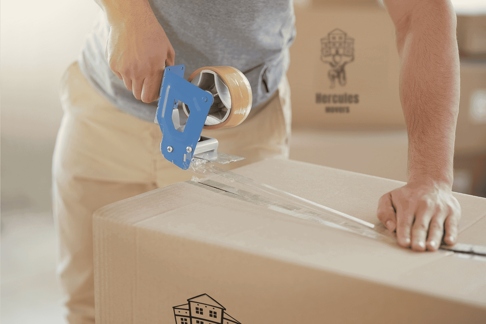 moving boxes taped by packing services provider in ohio
