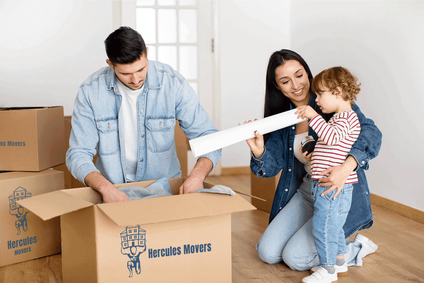 new albany oh family opening moving boxes