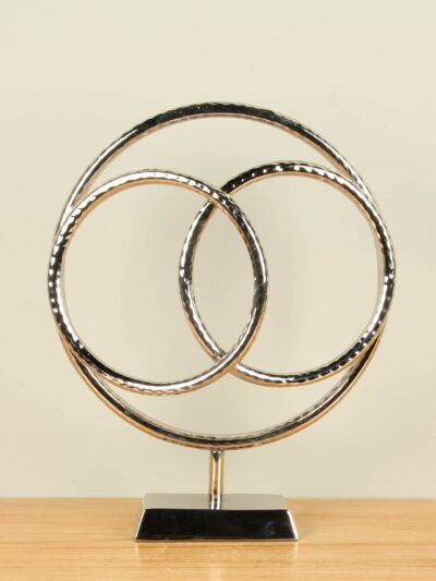 Beeld voor binnen – Aluminium – Ringen, zilverkleur – 39x31x9 cm