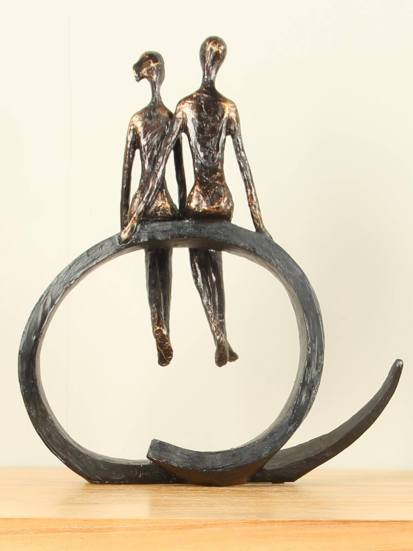 Beeld voor binnen - Bronskleurig - Polystone - In beweging - 35x30x12 cm - Afbeelding 4