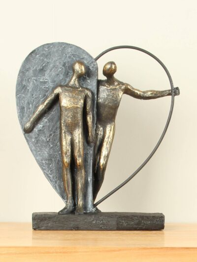 Beeld voor binnen – Bronskleurig – Polystone – Voor altijd in je hart – 31x28x8 cm