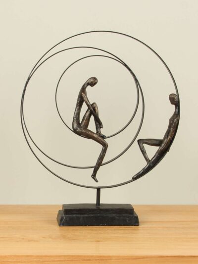 Beeld voor binnen – Bronskleurig – Polystone – Vrienden onder elkaar – 41x34x8 cm