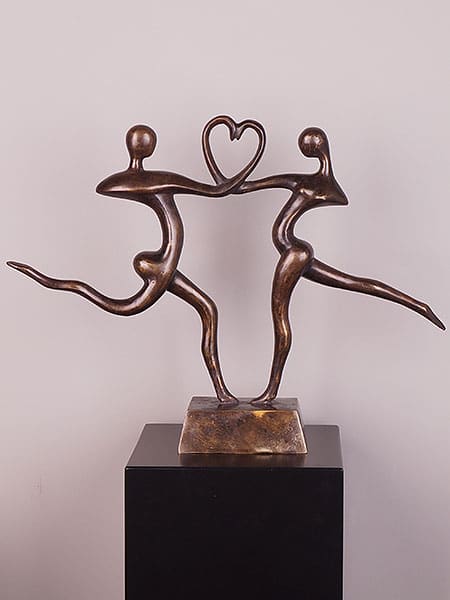 Beeld voor binnen of buiten - Brons - 2 Personen met Hart - 40x54x12 cm - Afbeelding 5