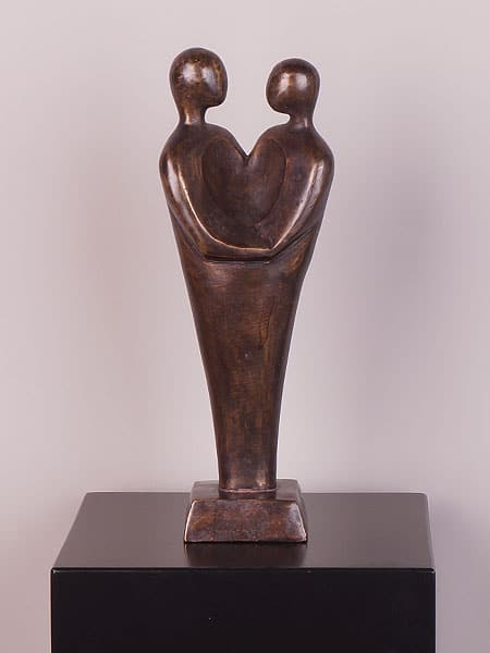 Beeld voor binnen of buiten - Brons - Koppel met Hart - 33x12x9 cm - Afbeelding 5