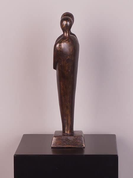 Beeld voor binnen of buiten - Brons - Koppel met Hart - 33x12x9 cm - Afbeelding 6