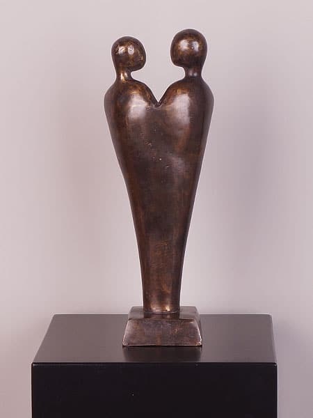 Beeld voor binnen of buiten - Brons - Koppel met Hart - 33x12x9 cm - Afbeelding 7