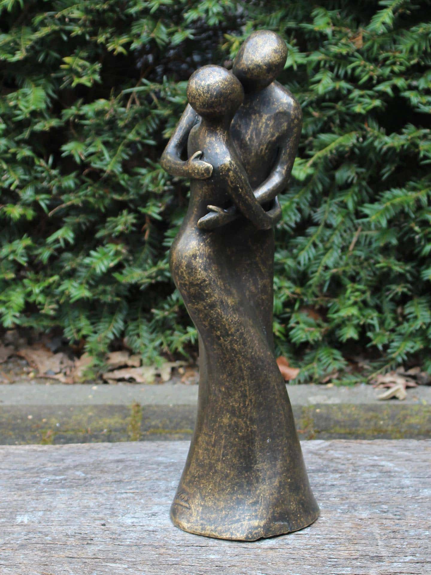 Beeld voor binnen of buiten - Brons - Liefdespaar - 49x15x15 cm - Afbeelding 3