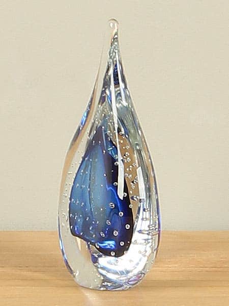Druppel - Blauw - Glas - Druppel 14 cm 801012BL - 14x9x4 cm - Afbeelding 2