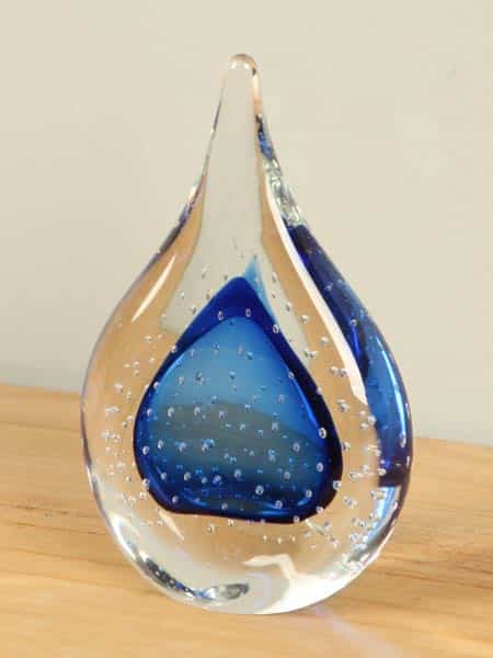 Druppel - Blauw - Glas - Druppel 14 cm 801012BL - 14x9x4 cm - Afbeelding 3