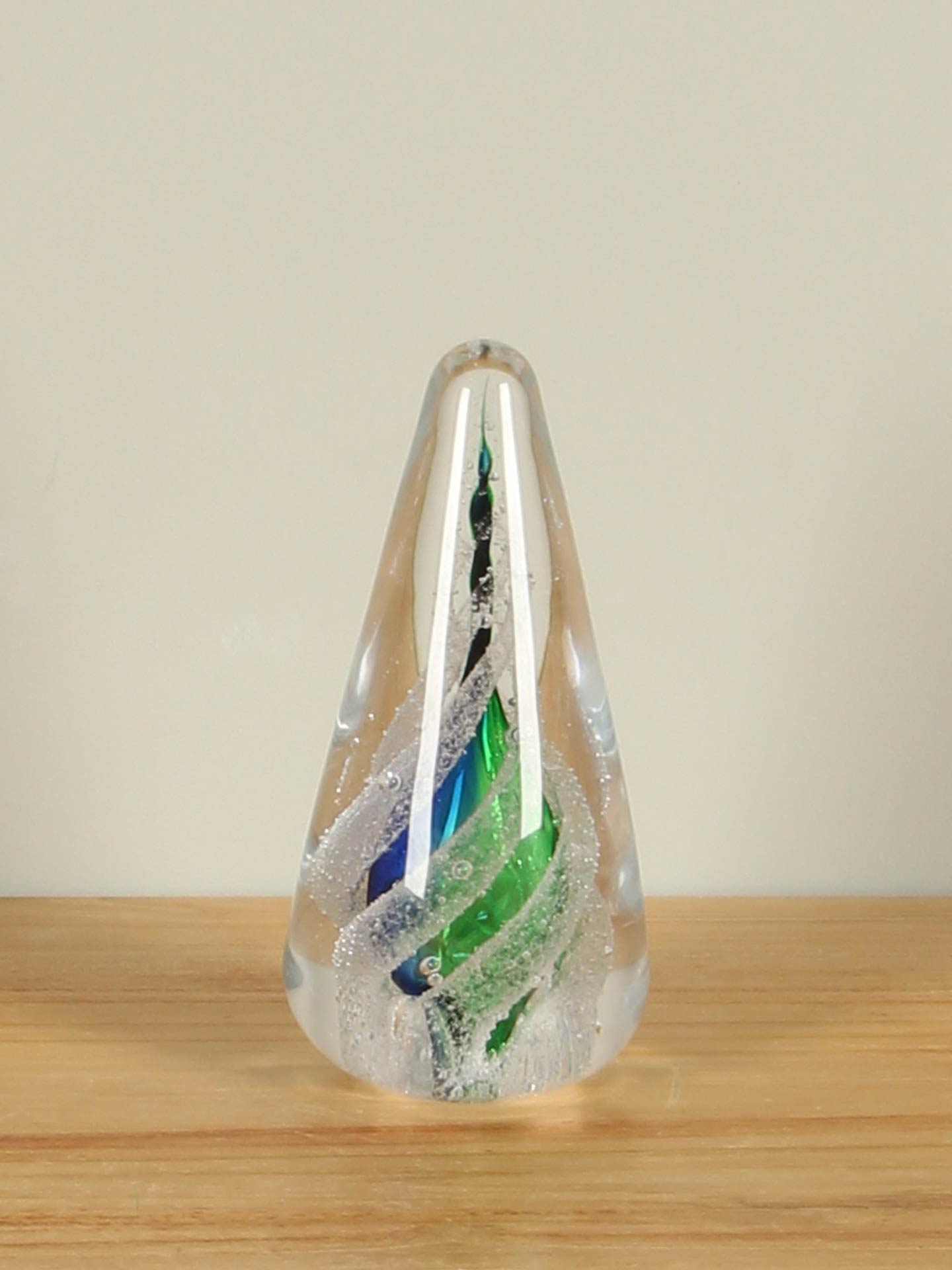 Druppel - Blauw - Glas - Pegel blauw/groen, 17 cm