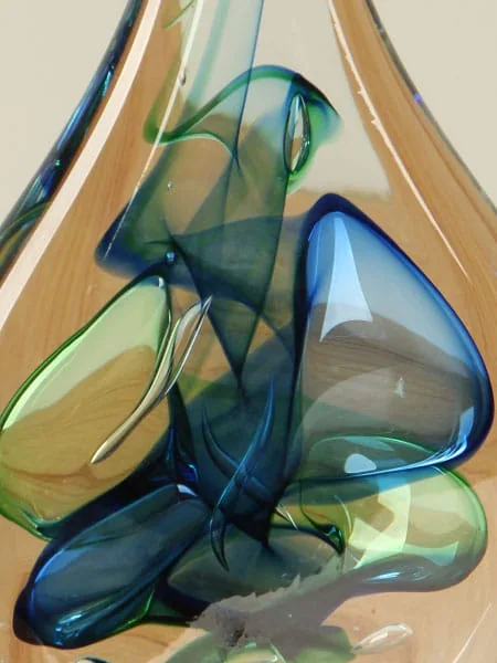 Druppel - Blauw - Glas - Pegel plat, blauw/groen - 22x13x5 cm - Afbeelding 3