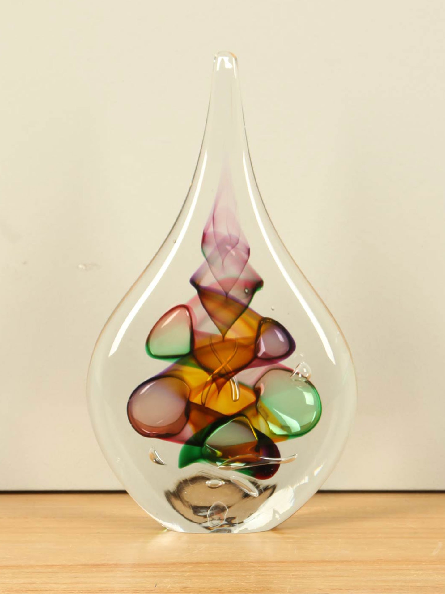 Druppel - Multicolor - Glas - Druppel kleurrijk met bruintinten, 22 cm - 22x12x3 cm