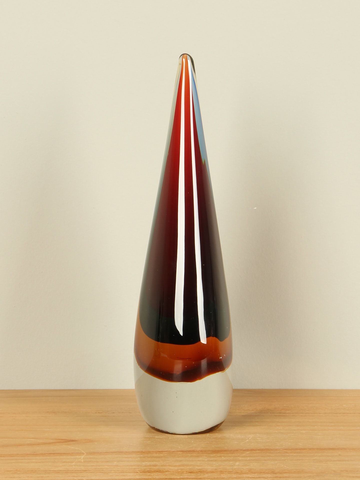 Druppel - Rood - Glas - Druppel met rode kern, 28 cm - 28x12x7 cm - Afbeelding 2