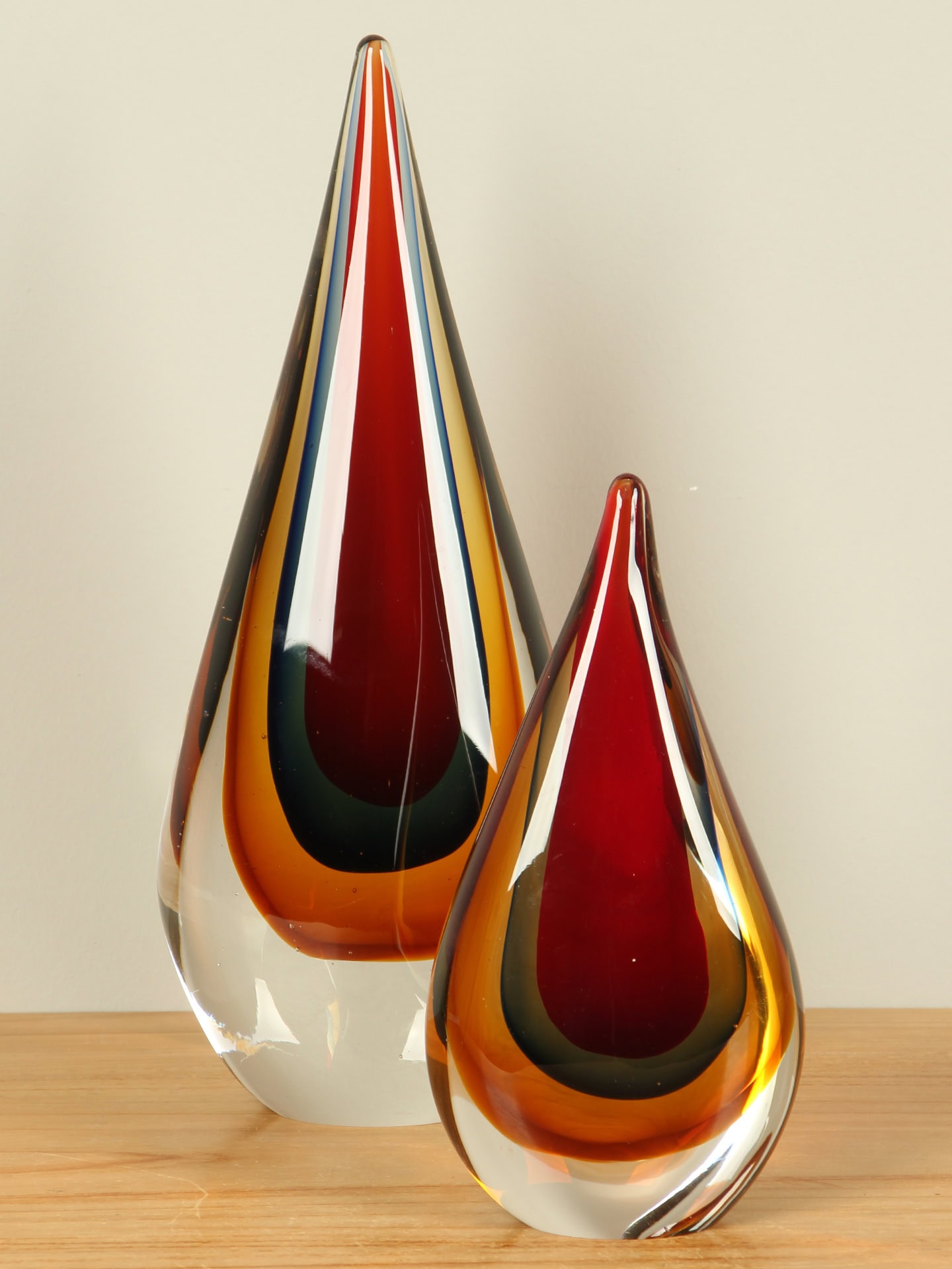 Druppel - Rood - Glas - Druppel met rode kern, 28 cm - 28x12x7 cm - Afbeelding 3