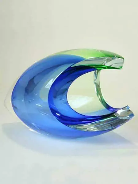 Exclusieve glaskunst - Blauw - Glas - Kristal object geslepen blauw/groen - 20x34x19 cm - Afbeelding 2