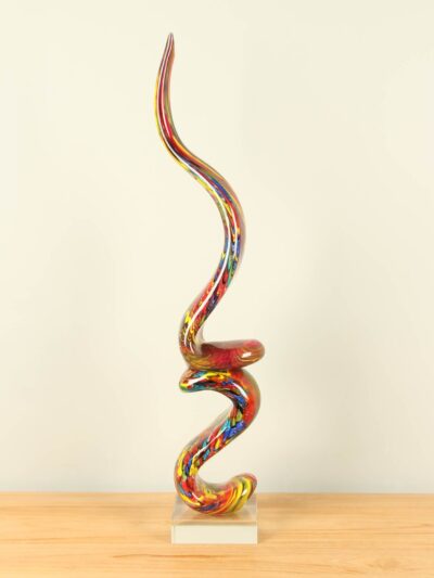 Exclusieve glaskunst – Multicolor – Glas – Kleurrijk ornament Cobra, 80 cm – 80x16x14 cm