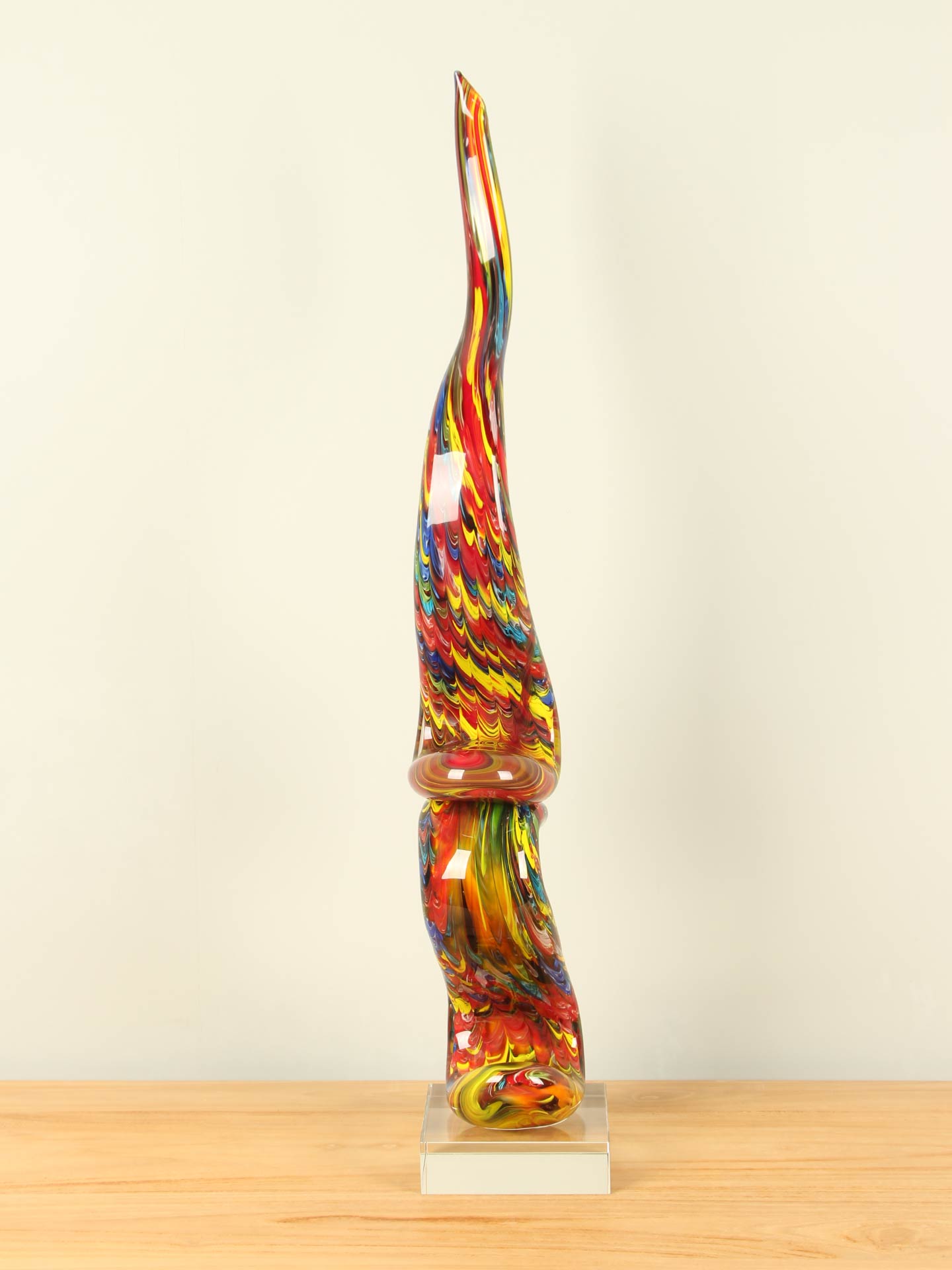 Exclusieve glaskunst - Multicolor - Glas - Kleurrijk ornament Cobra, 80 cm - 80x16x14 cm - Afbeelding 2