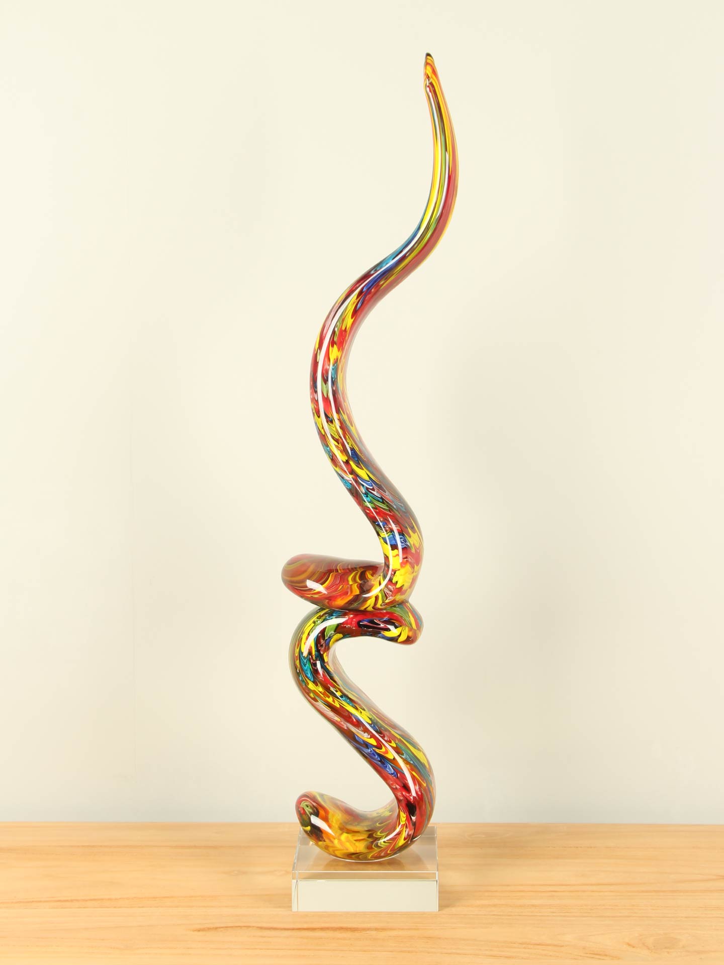 Exclusieve glaskunst - Multicolor - Glas - Kleurrijk ornament Cobra, 80 cm - 80x16x14 cm - Afbeelding 3