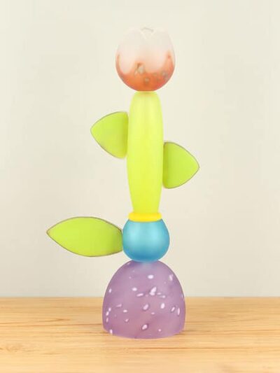 Exclusieve glaskunst – Multicolor – Glas – Tulp gematteerd glas kleurrijk – 65x35x20 cm
